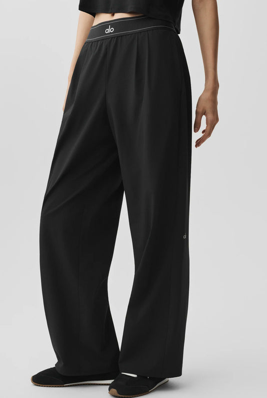 Штани палаццо Alo Yoga Suit Up Trouser широкі жіночі чорні