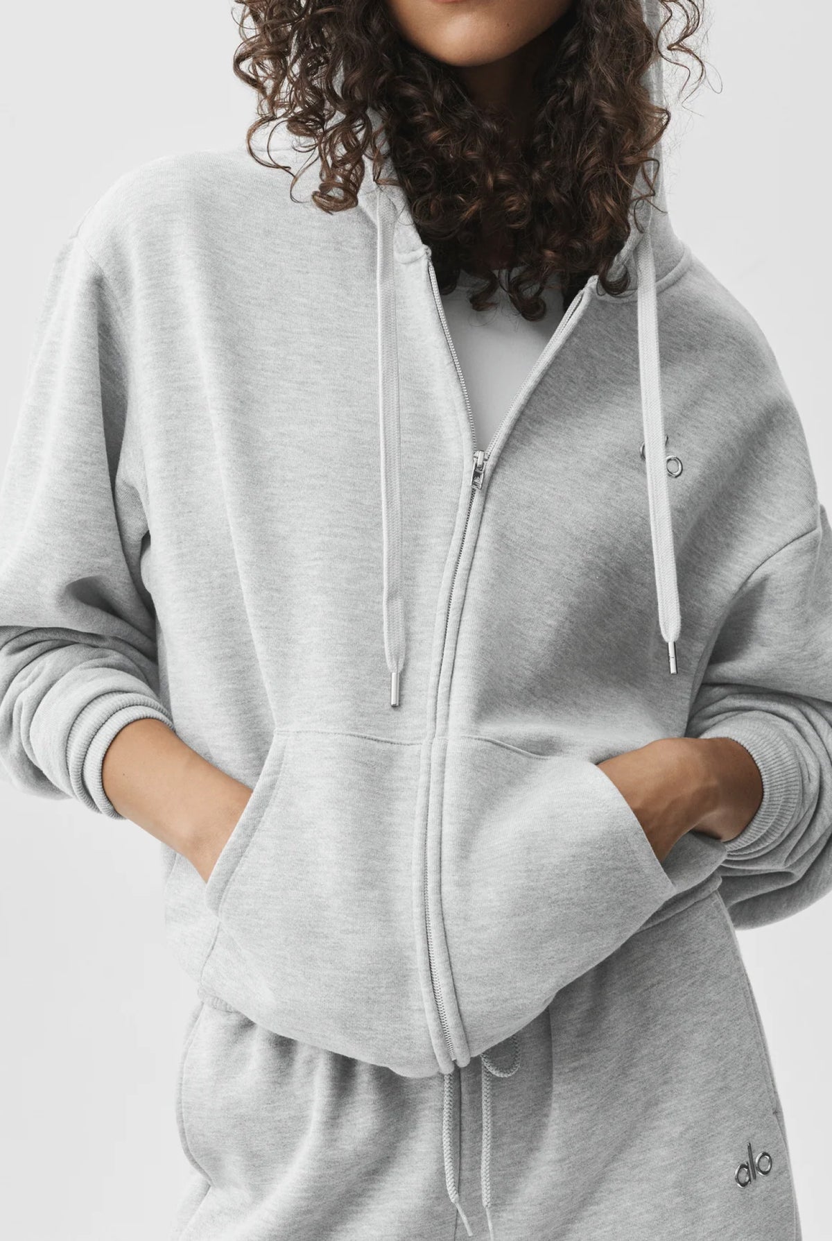 Худі оверсайз на блискавці Alo Yoga Accolade Full Zip Hoodie сірий меланж